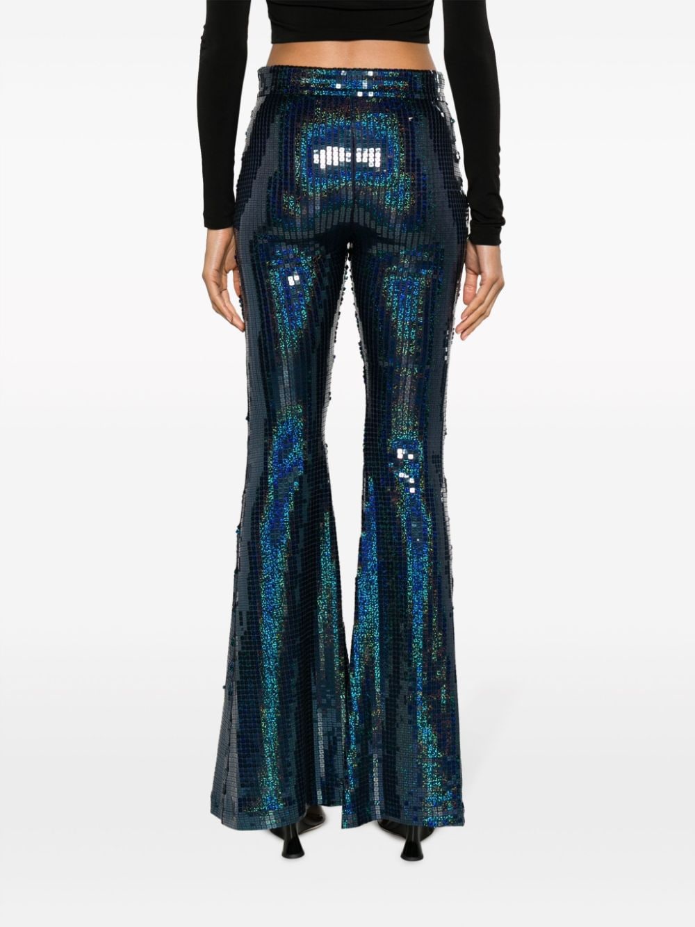 Shop The New Arrivals Ilkyaz Ozel Colette Sequin-embellished Flared Trousers In Blue