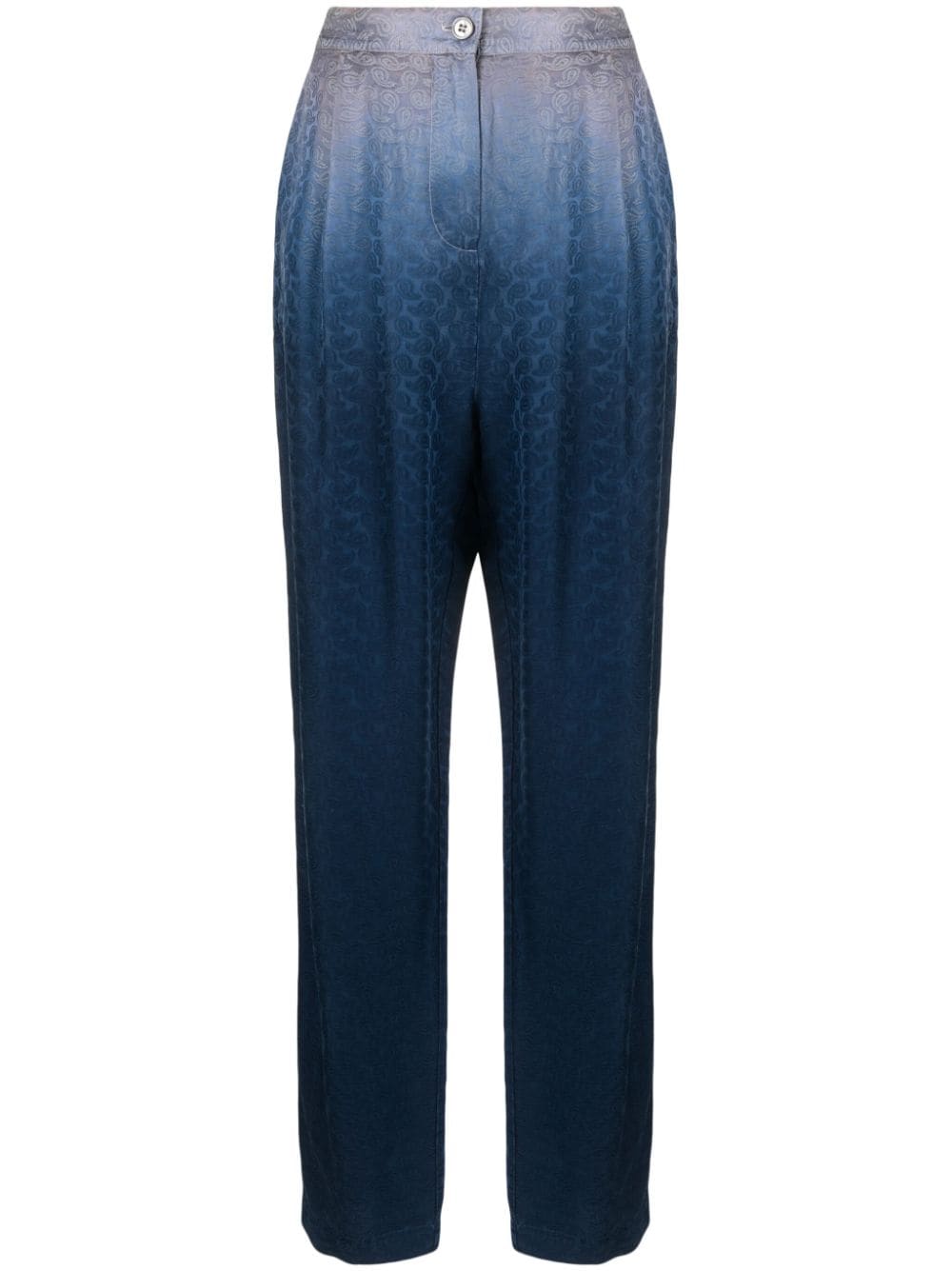 Raquel Allegra Bianca Paisley-print Ombré Silk Trousers In Blue
