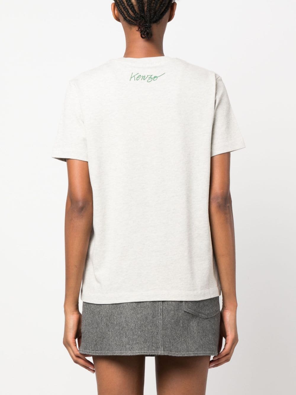 Shop Kenzo Graphic-print Cotton T-shirt In Grey