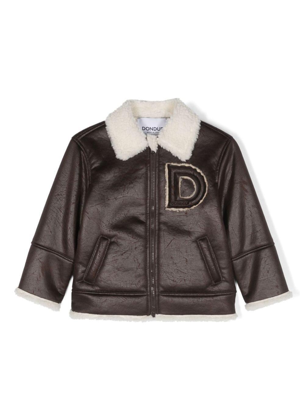 Dondup Kids' Brown Faux Leather Jacket For Boy