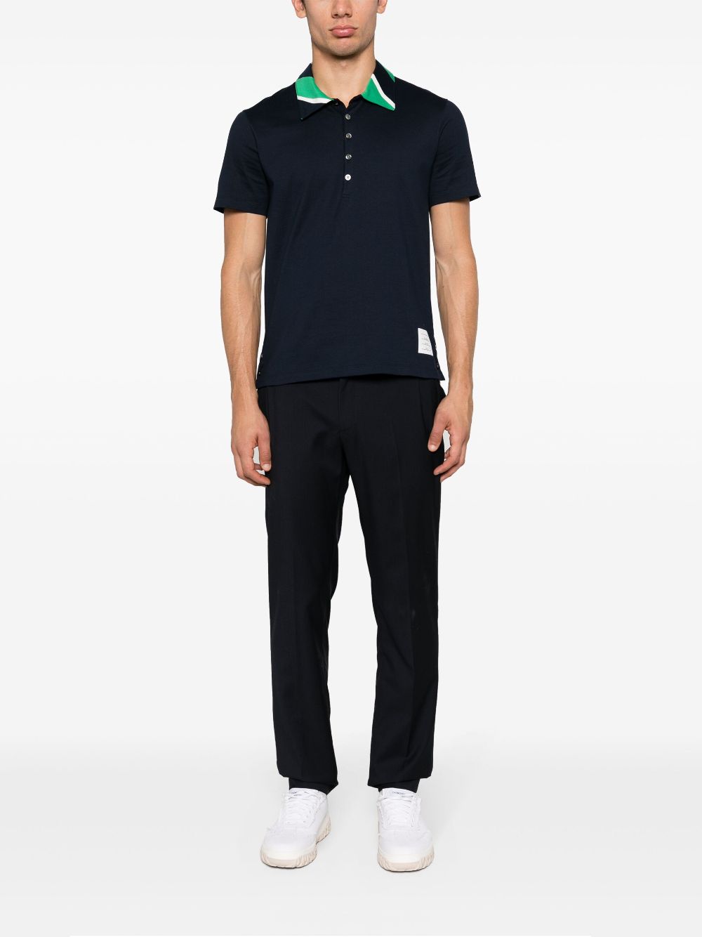 Thom Browne 4 Bar-Stripe cotton polo shirt - Blauw