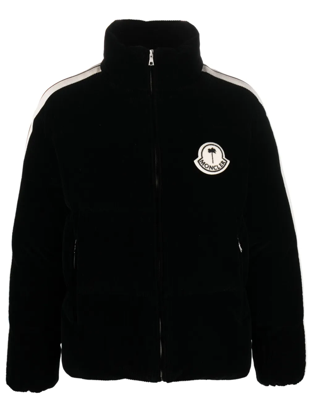 Palm Angels x Moncler x Palm Angels ribfluwelen gewatteerd jack Zwart