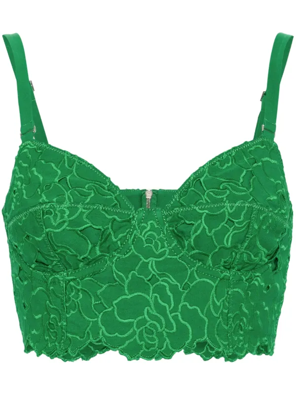 ERDEM Top Estilo Bralette Bordado Verde FARFETCH CL