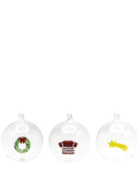 CU I SEEYOU Christmas 3D-detailing glass baubles (set of three)