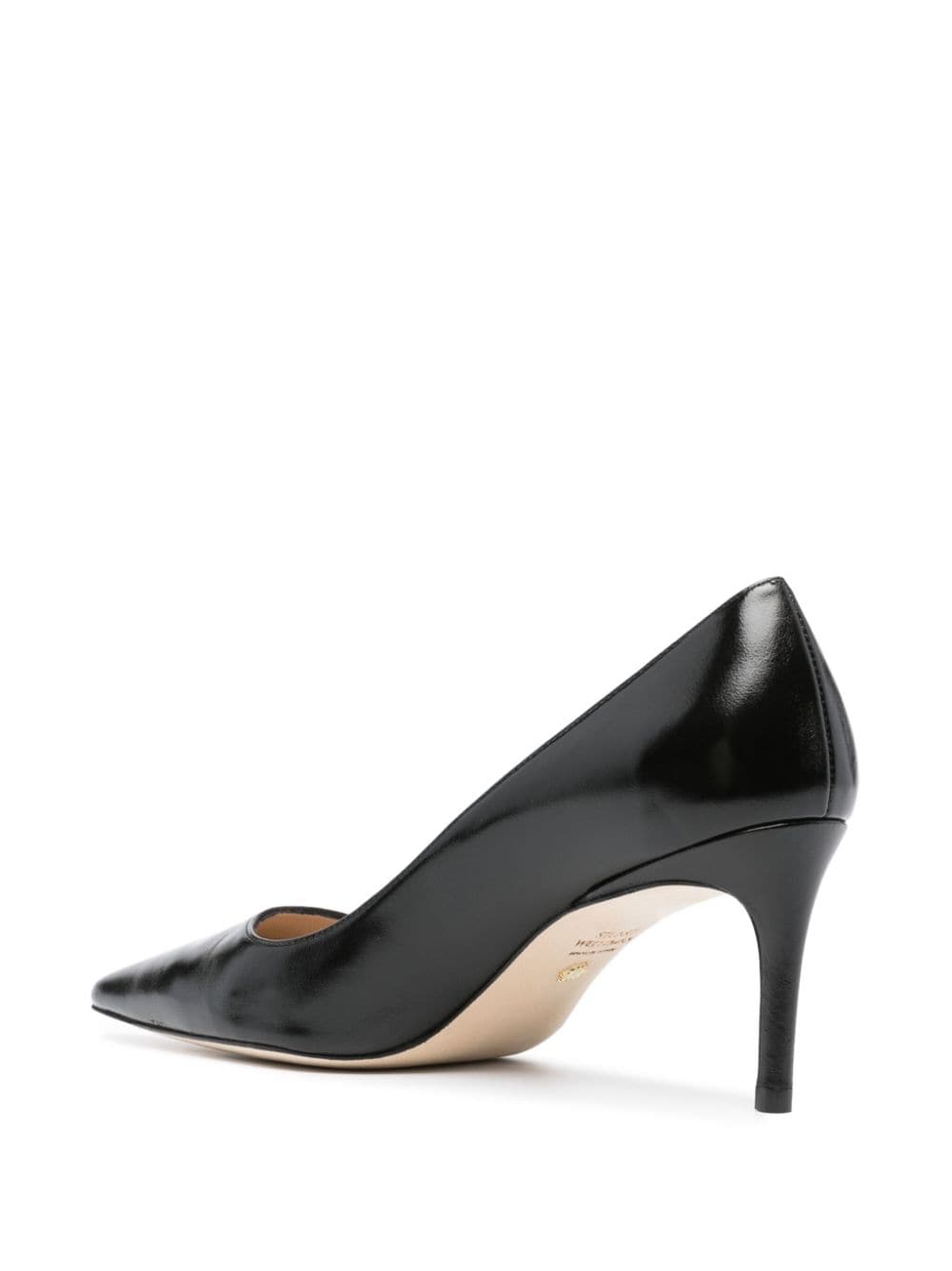 Shop Stuart Weitzman 70mm Pointed-toe Leather Pumps In Black