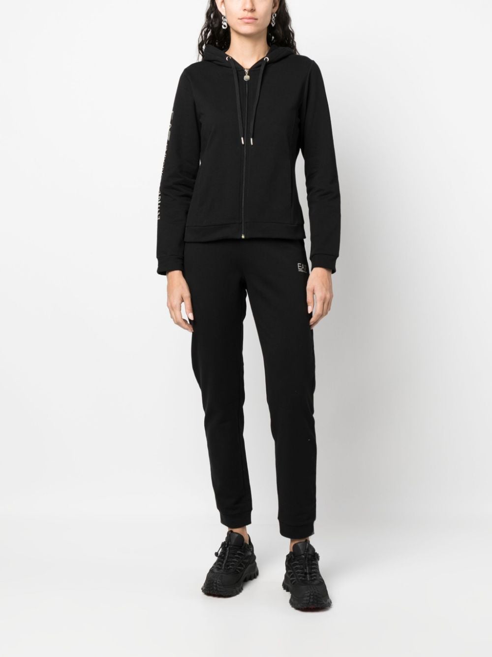 Shop Ea7 Logo-print Cotton Tracksuit In Black