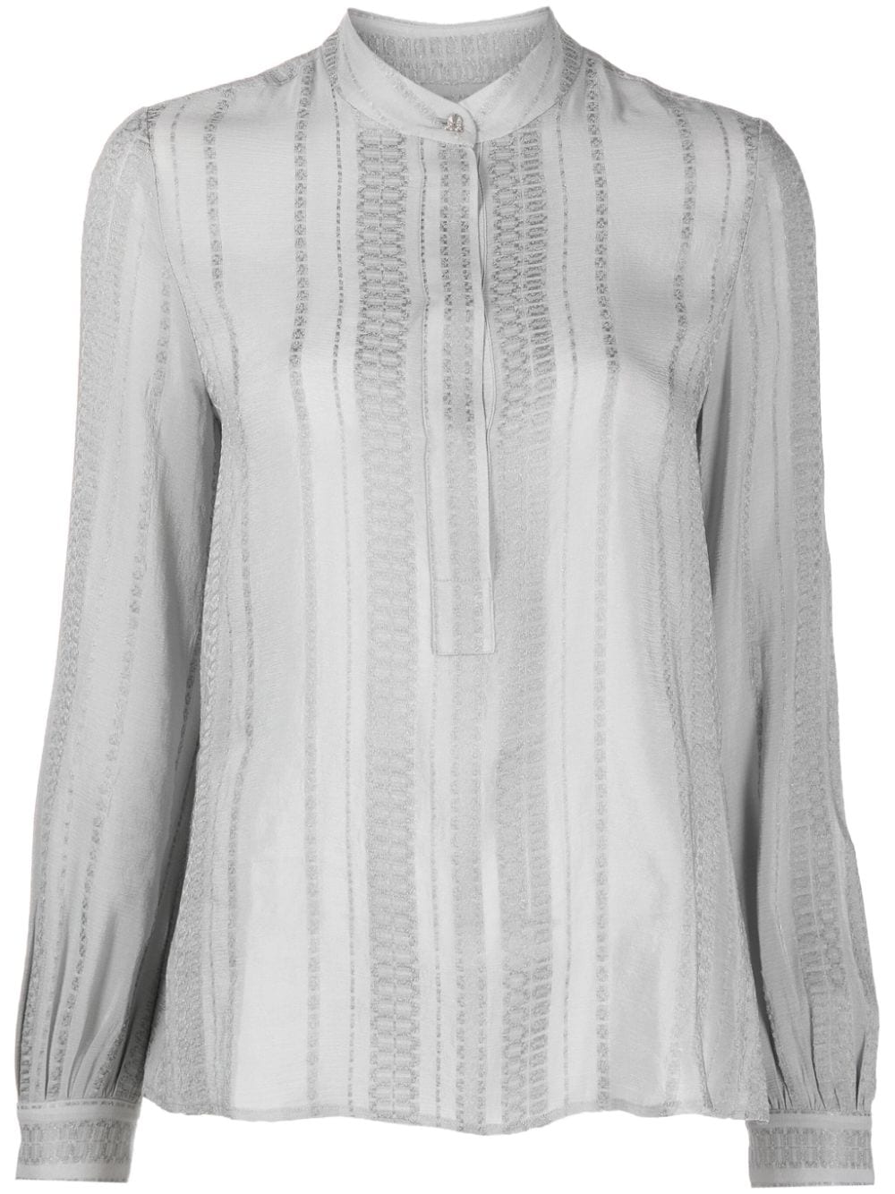 Zeus + Dione Long-sleeve Silk-blend Shirt In Grey