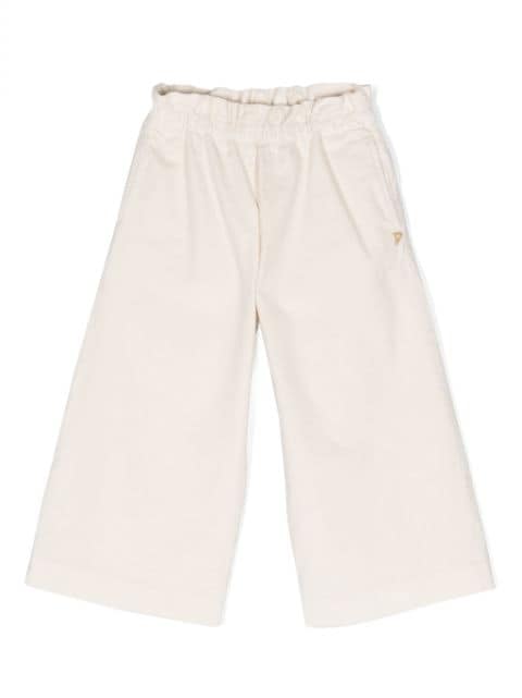 DONDUP KIDS logo-embroidered cotton trousers