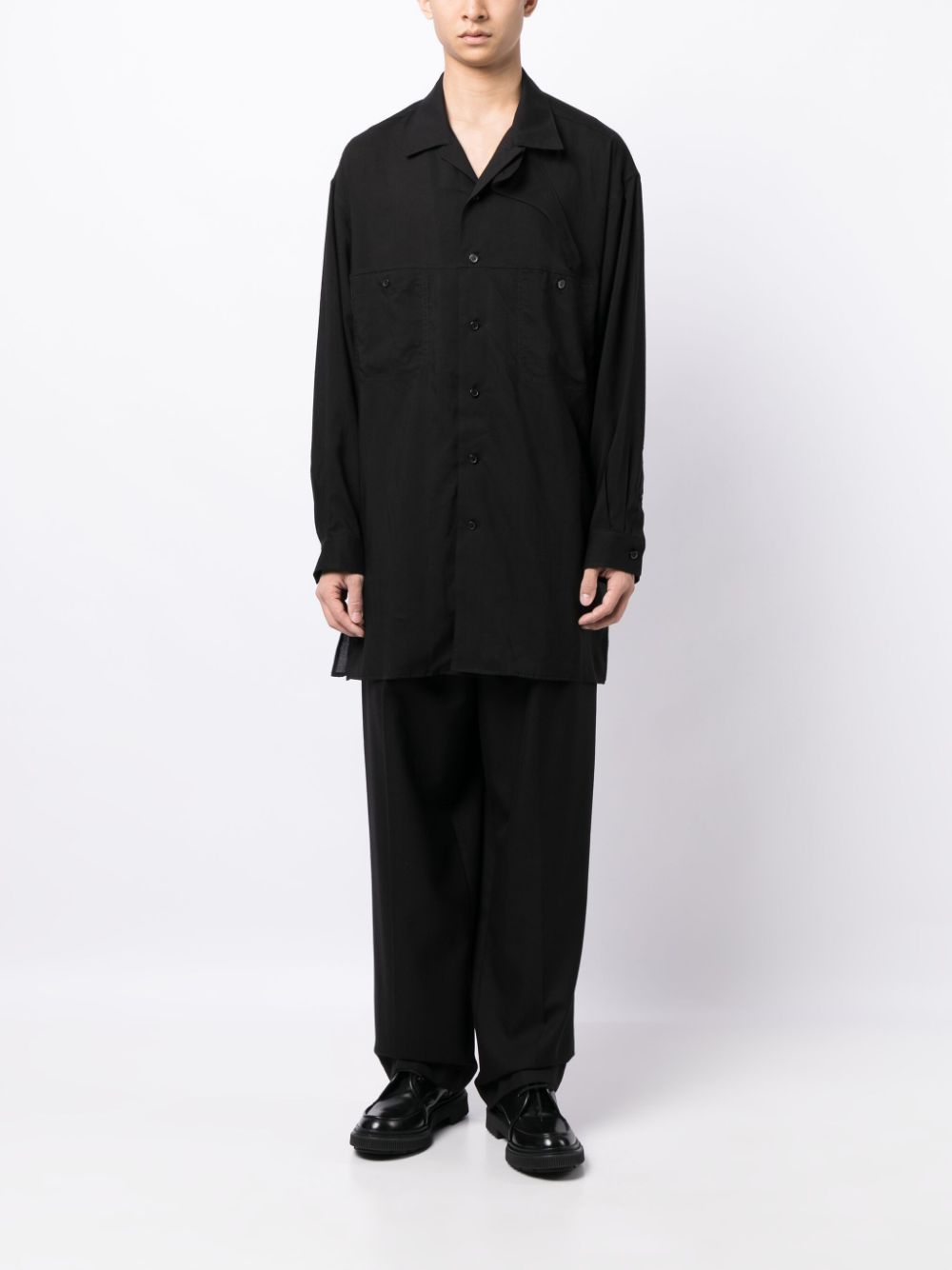 Shop Yohji Yamamoto Notched-collar Button-up Shirt In Black