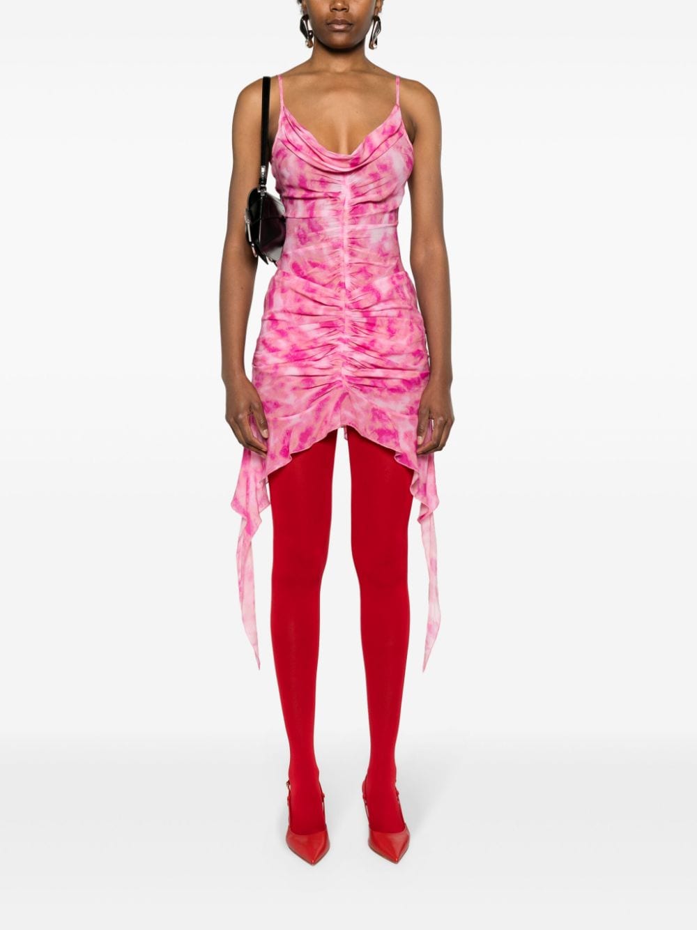 Shop Misbhv Tie-dye Chiffon Miniskirt In Pink