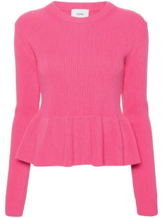 ERDEM Peplum ribbed knit Jumper Pink FARFETCH UK