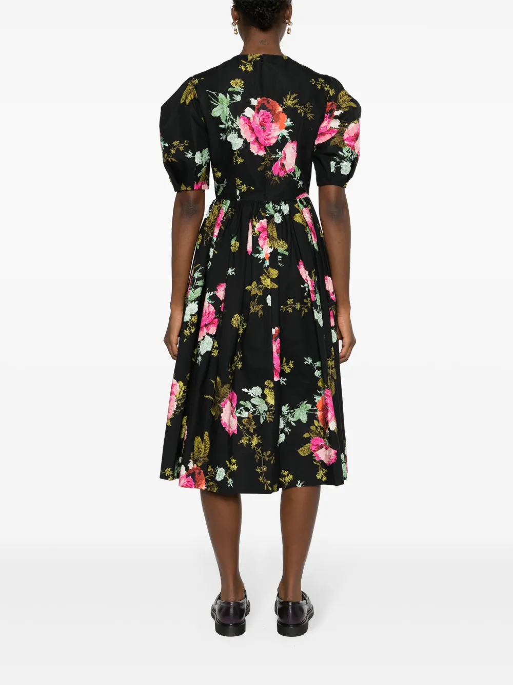 Shop Erdem A-line Faille Midi Dress In Black