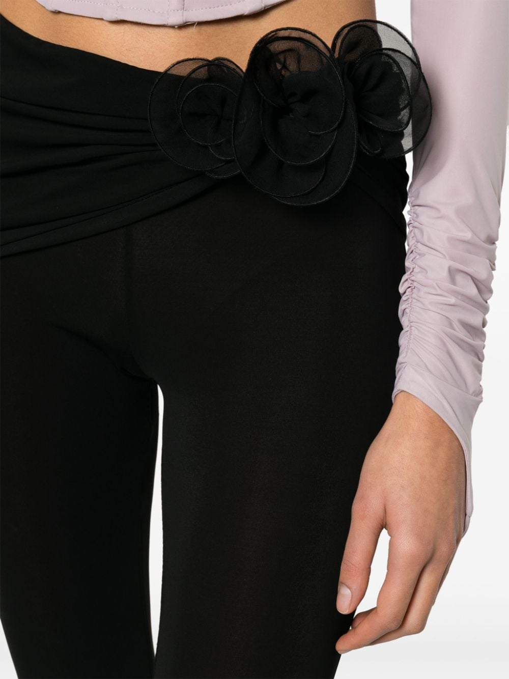 Shop Magda Butrym Floral-appliqué Sash Leggings In Black