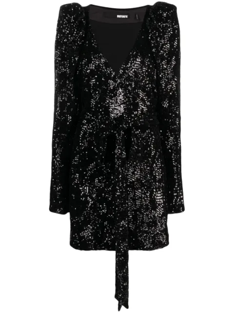 ROTATE sequinned-tulle wrap minidress