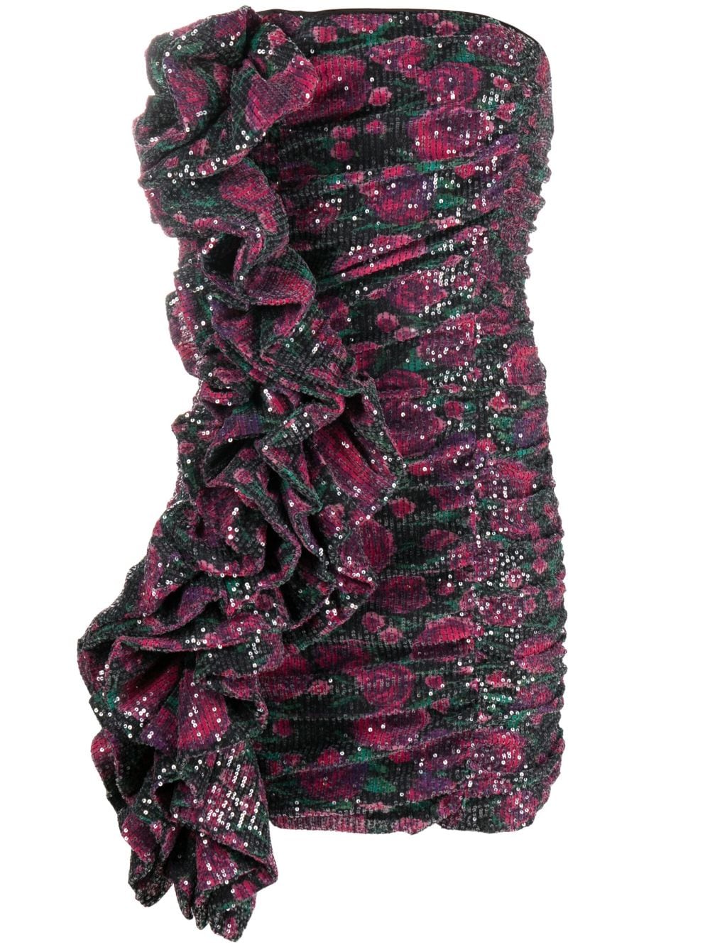 Rotate Birger Christensen Sequinned Ruffle-trim Minidress In Pink