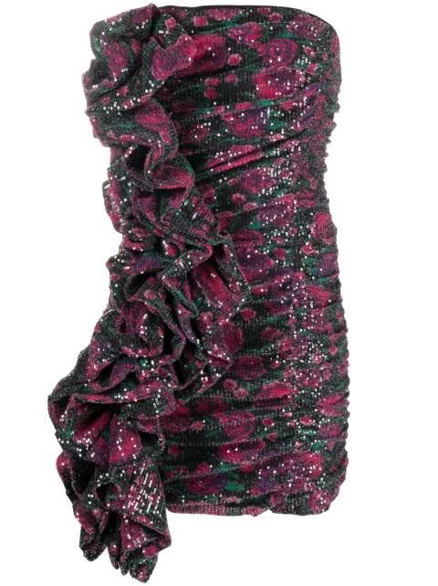 ROTATE sequinned ruffle-trim minidress