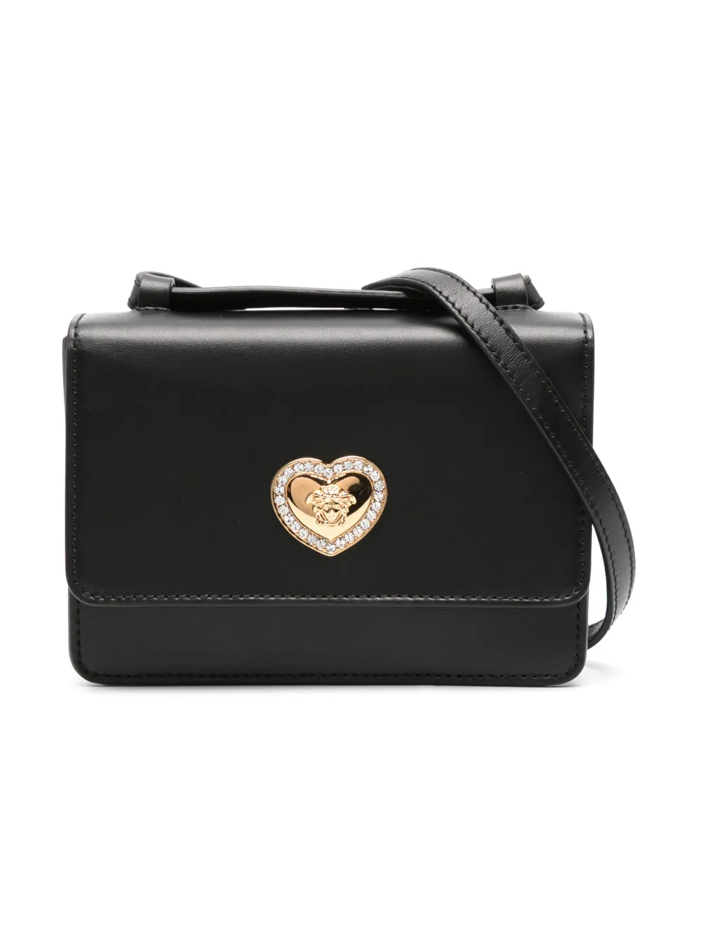 Versace Kids' Medusa Head Plaque Shoulder Bag In 黑色
