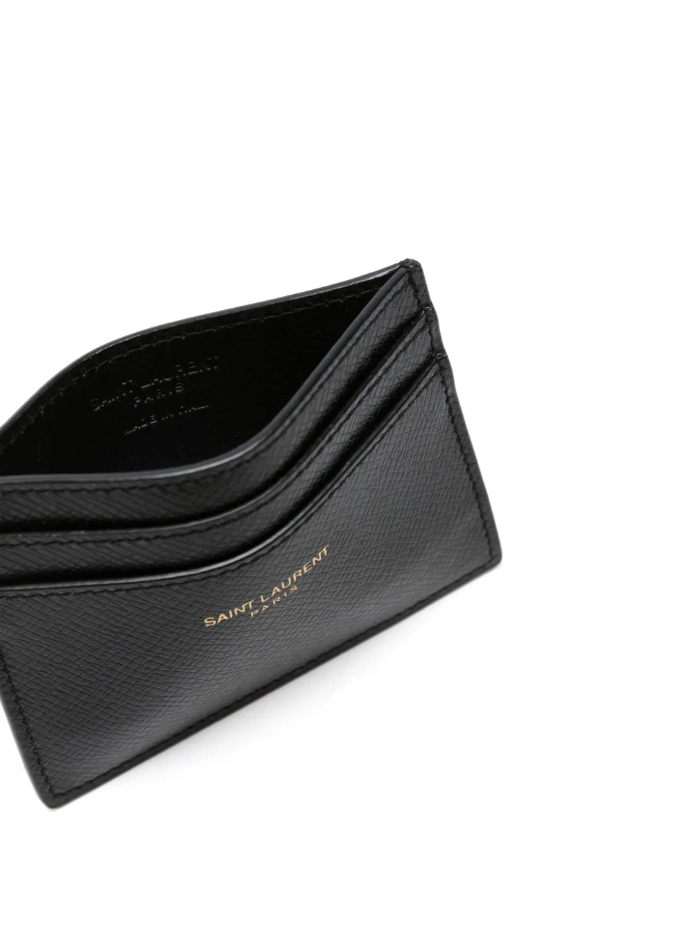 Shop Saint Laurent Logo-embossed Leather Cardholder In Black