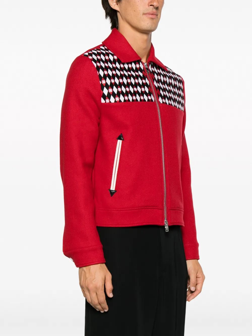 Shop Amiri Monogram-jacquard Work Jacket In Red