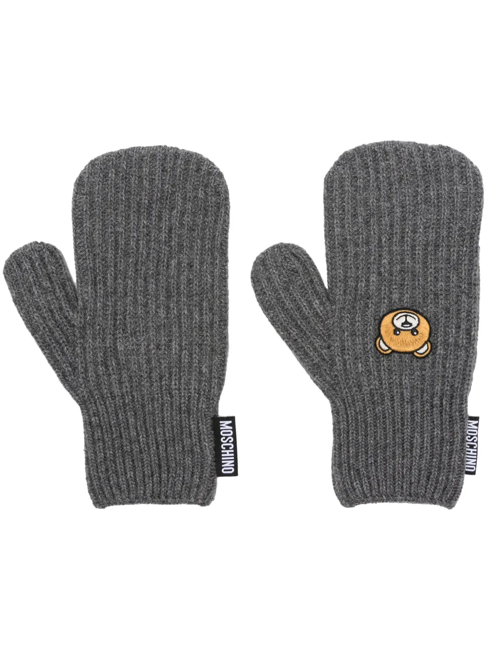 Moschino Ribgebreide handschoenen Grijs