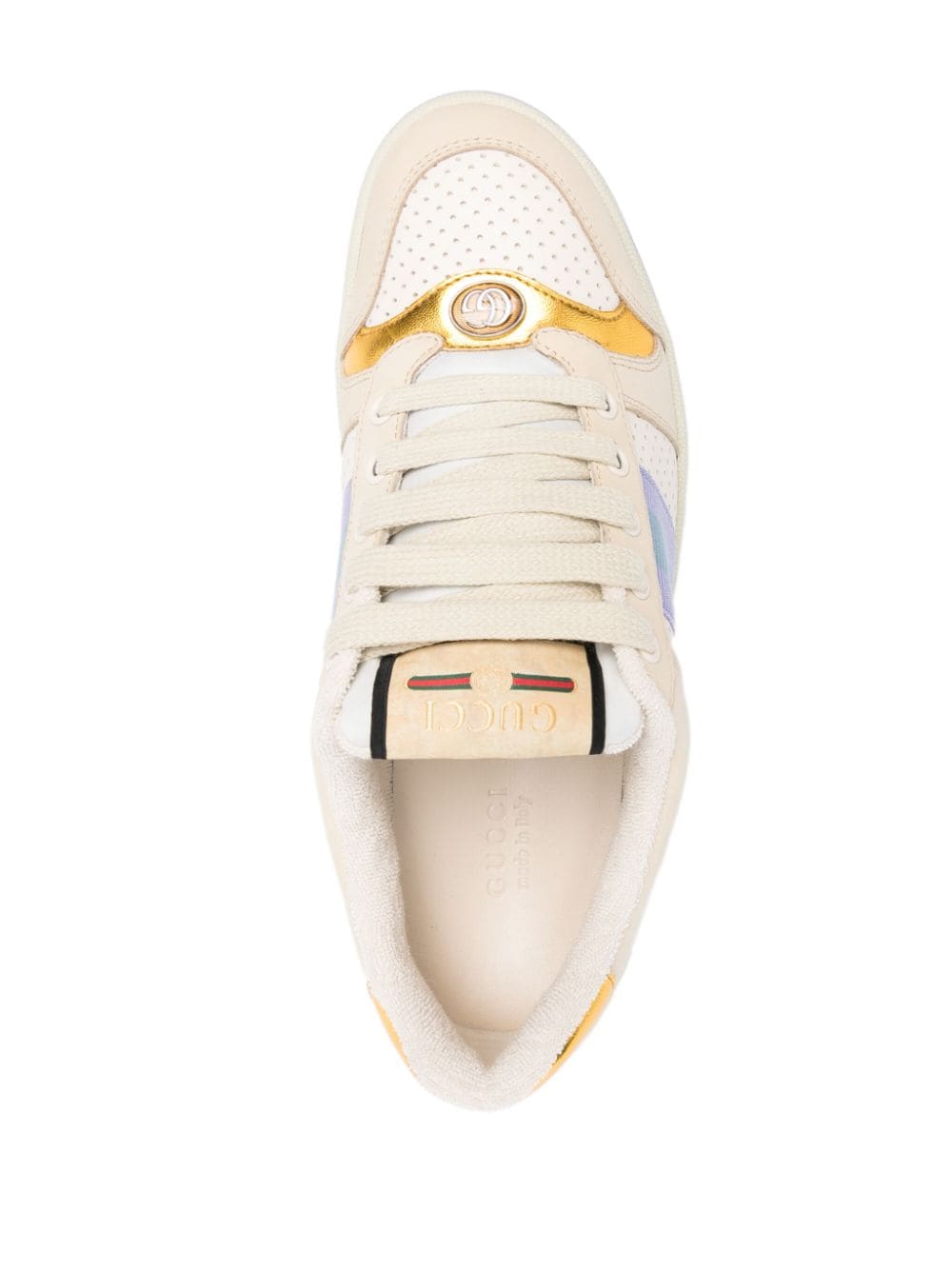 Shop Gucci Screener Leather Sneakers In Neutrals