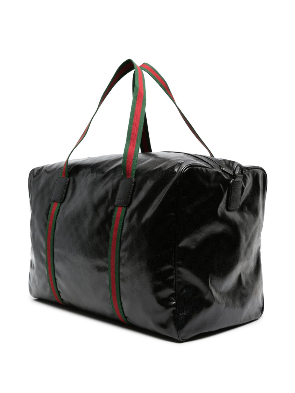 Gucci large Web-detail leather holdall - Zwart