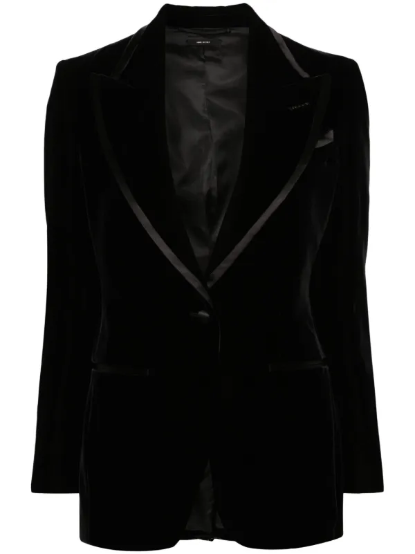 TOM FORD single-breasted Velvet Blazer | Black | FARFETCH GE