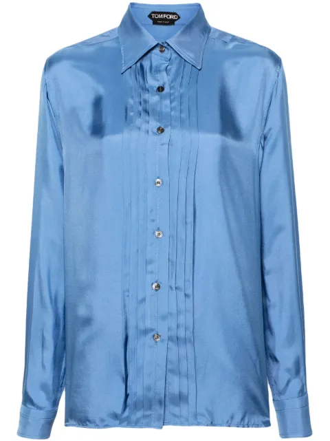 TOM FORD camisa satinada con diseño plisado