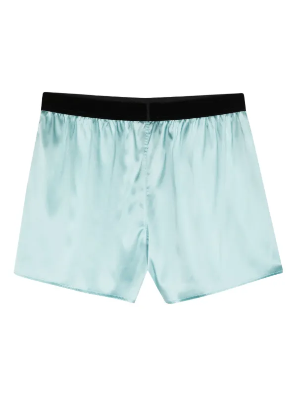 velvet trim satin shorts