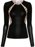 Marine Serre Crescent Moon-print draped top - Black