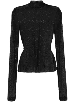 Marine Serre Regenerated flock-glitter Blouse | Black