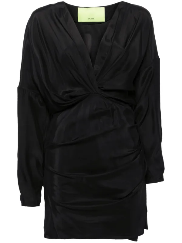 GAUGE81 Asuka Drapped Silk Dress | Black | FARFETCH