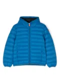 Save The Duck Kids quilted logo-patch hooded jacket - Blue