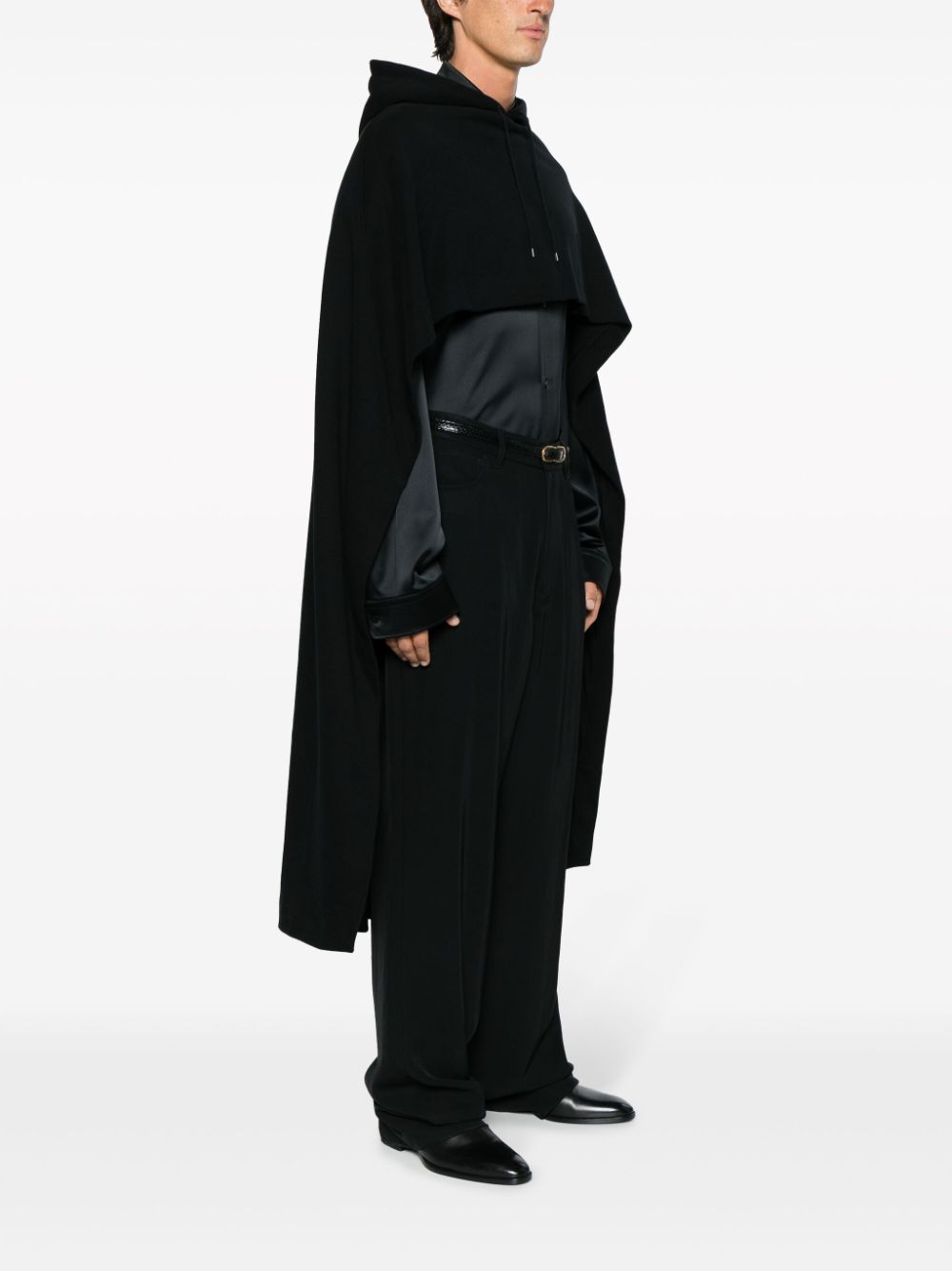 Shop Saint Laurent Asymmetric Cotton Cape In Black