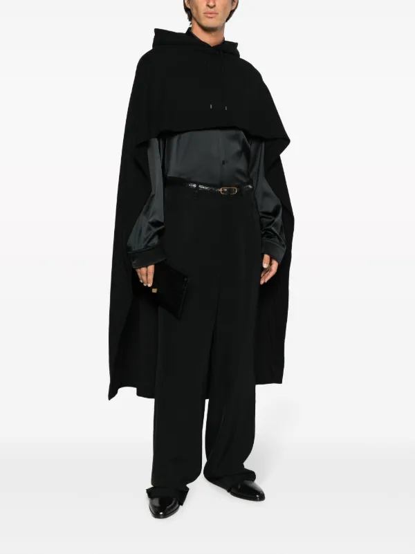 Saint Laurent Asymmetric Cotton Cape | Black | FARFETCH
