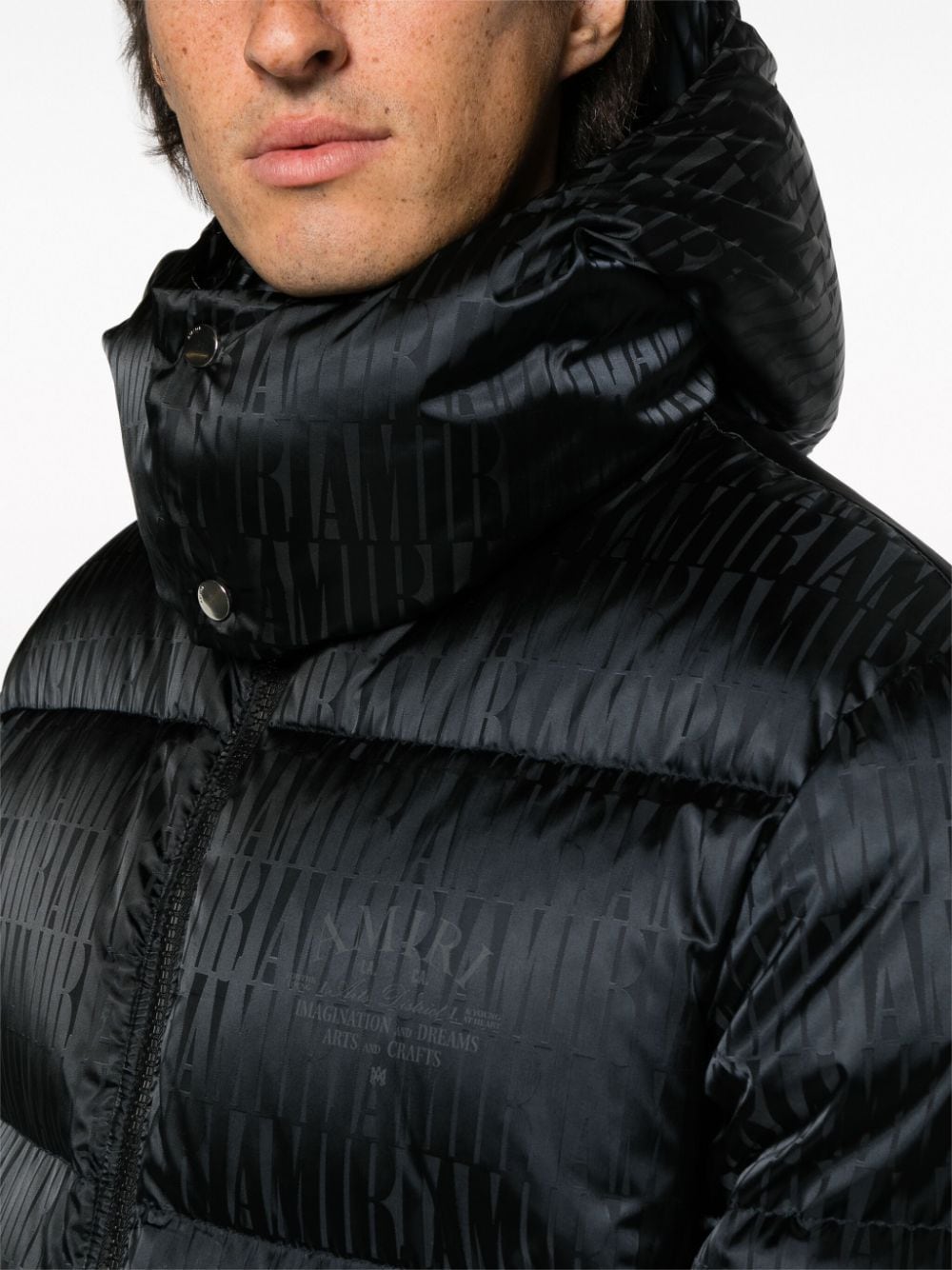 Shop Amiri Logo-print Padded Jacket In Black