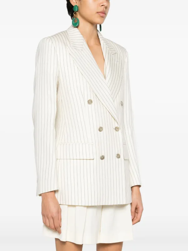 TOM FORD Striped double-breasted Twill Blazer Neutrals FARFETCH IN