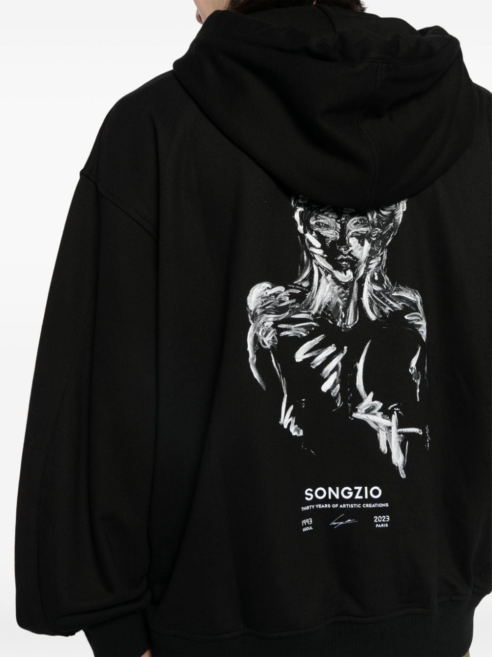 Shop Songzio 30 Year Persona Cotton Hoodie In Black