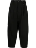 SONGZIO logo-embroidered pleated drop-crotch trousers - Black