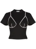 AREA crystal-embellished cup-chain T-shirt - Black