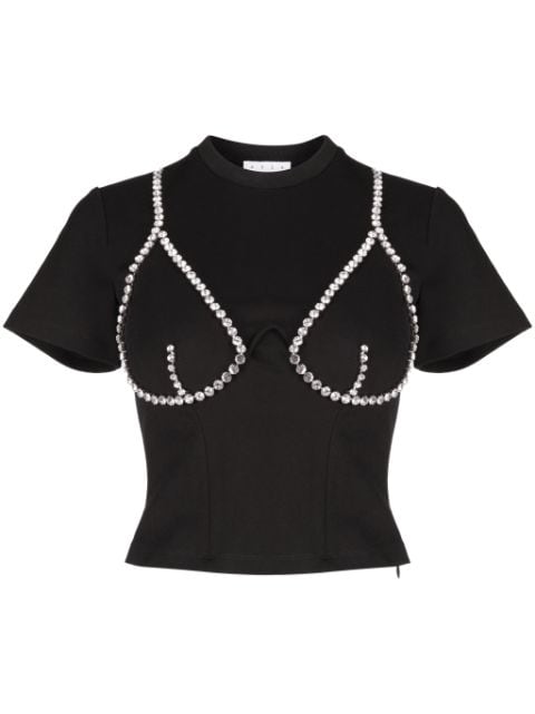 AREA crystal-embellished cup-chain T-shirt