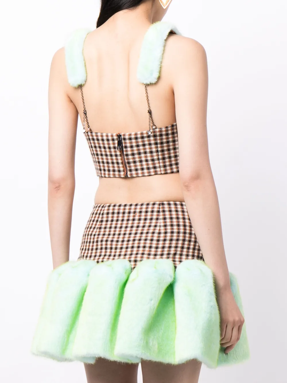 Crystal-Embellished Faux-Fur Trim Bustier