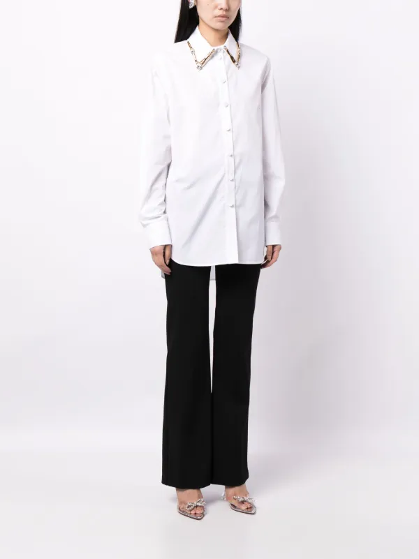 AREA crystal-embellished Cotton Shirt | White | FARFETCH