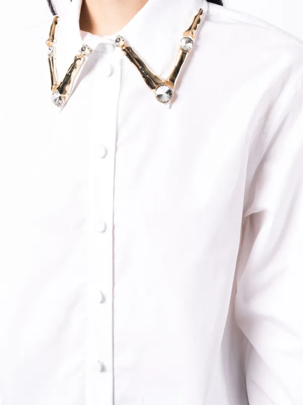 AREA crystal-embellished Cotton Shirt | White | FARFETCH