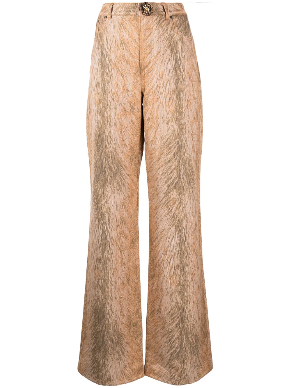 AREA fur-print wide-leg jeans