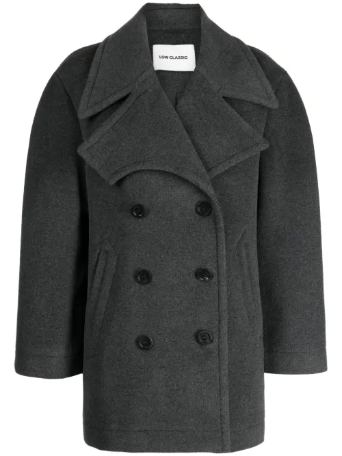 Manteau croisé à revers crantés - Low Classic - Modalova