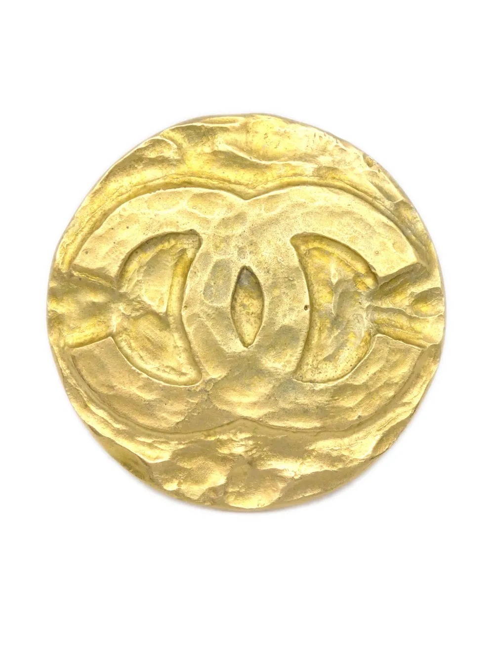 Pre-owned Chanel 1995 Cc Logo-embossed Brooch In Gold