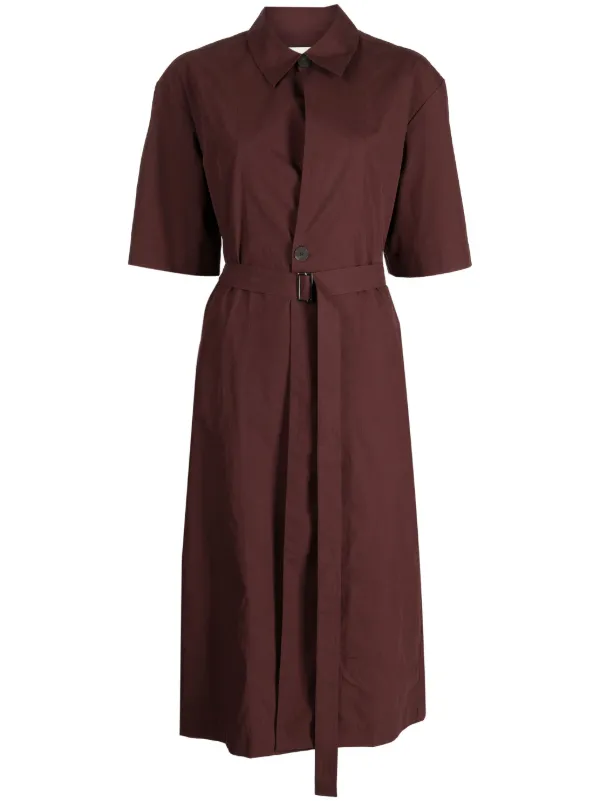 Studio Nicholson Lugana Wrapover Shirtdress in Brown