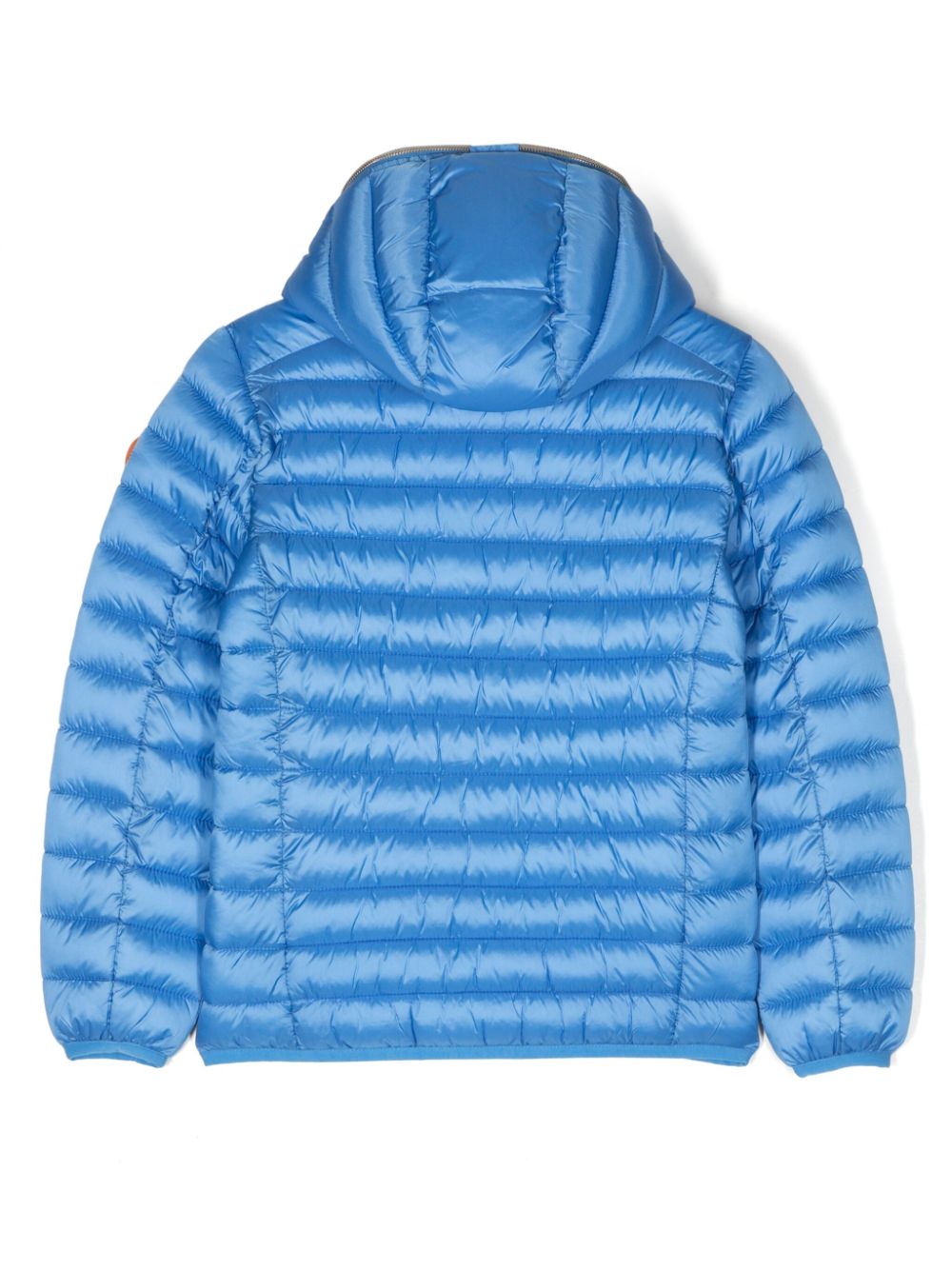 Save The Duck Kids quilted logo-patch hooded jacket - Blauw