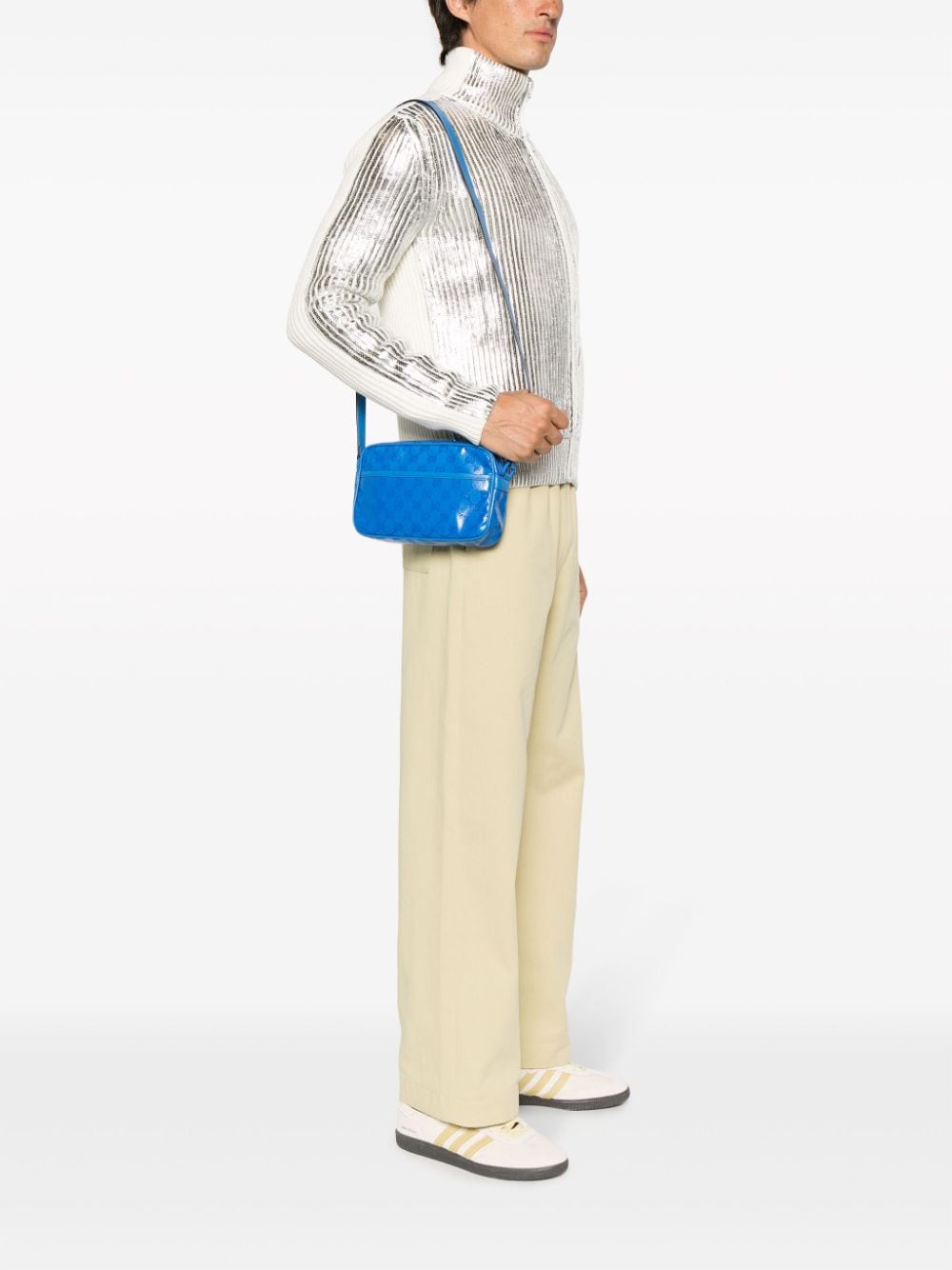 Gucci Interlocking G-logo leather shoulder bag - Blauw